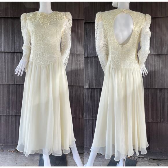 Jessica Howard Dresses & Skirts - 🔥VTG Jessica Howard Lace Embroider Puffed Sleeve Formal Wedding Romantic Dress